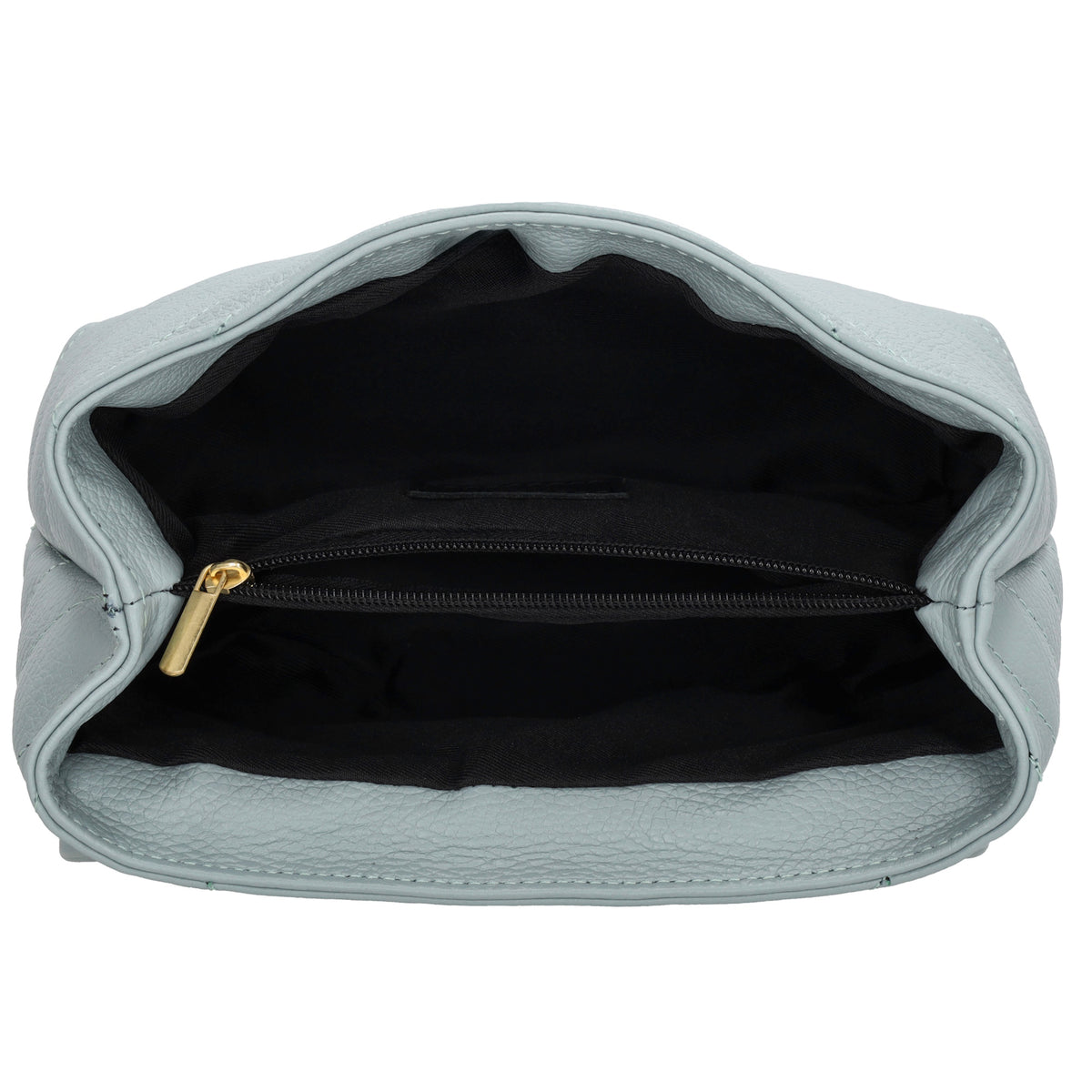 Schultertasche 25x15cm in Hellblau mit gestepptem Leder und Kettenriemen Gold - leder-accessoires.com