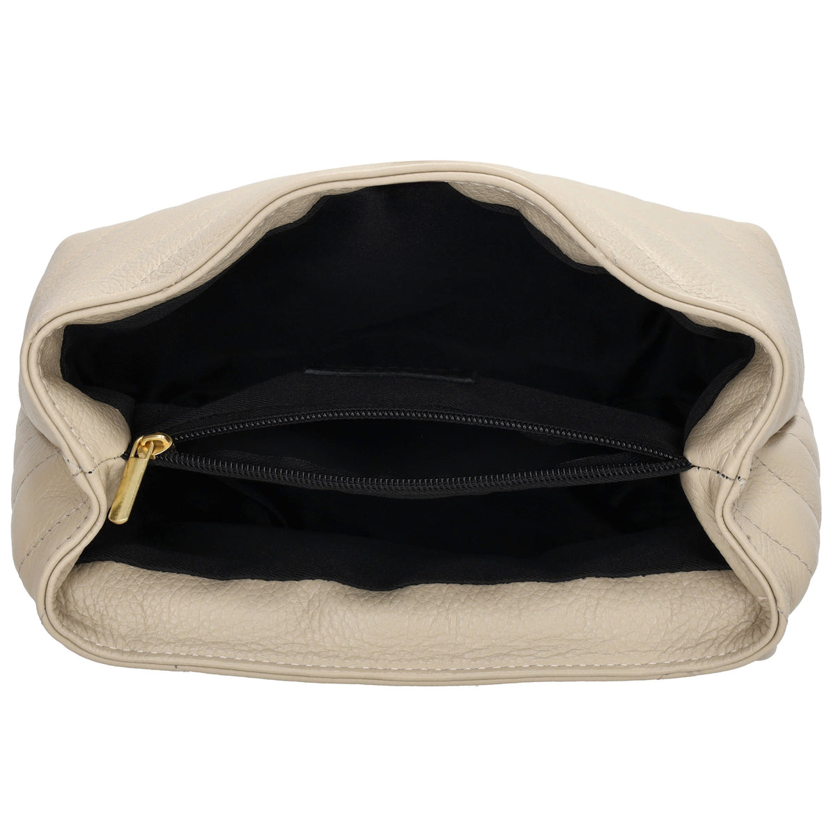 Schultertasche 25x15cm in Beige mit gestepptem Leder und Kettenriemen Gold - leder-accessoires.com