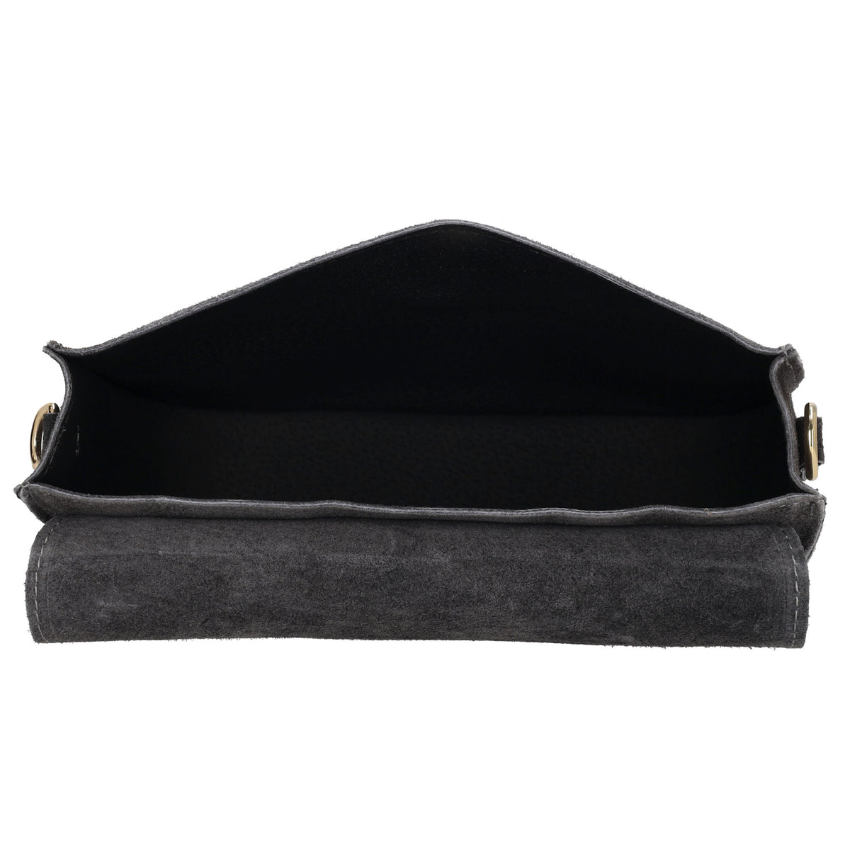 Sattel-| Schultertasche 21 x 16cm in Grau aus Leder mit Überschlag - leder-accessoires.com