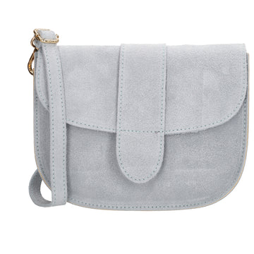 Sattel-| Schultertasche 21 x 16cm in Hellblau aus Leder mit Überschlag - leder-accessoires.com