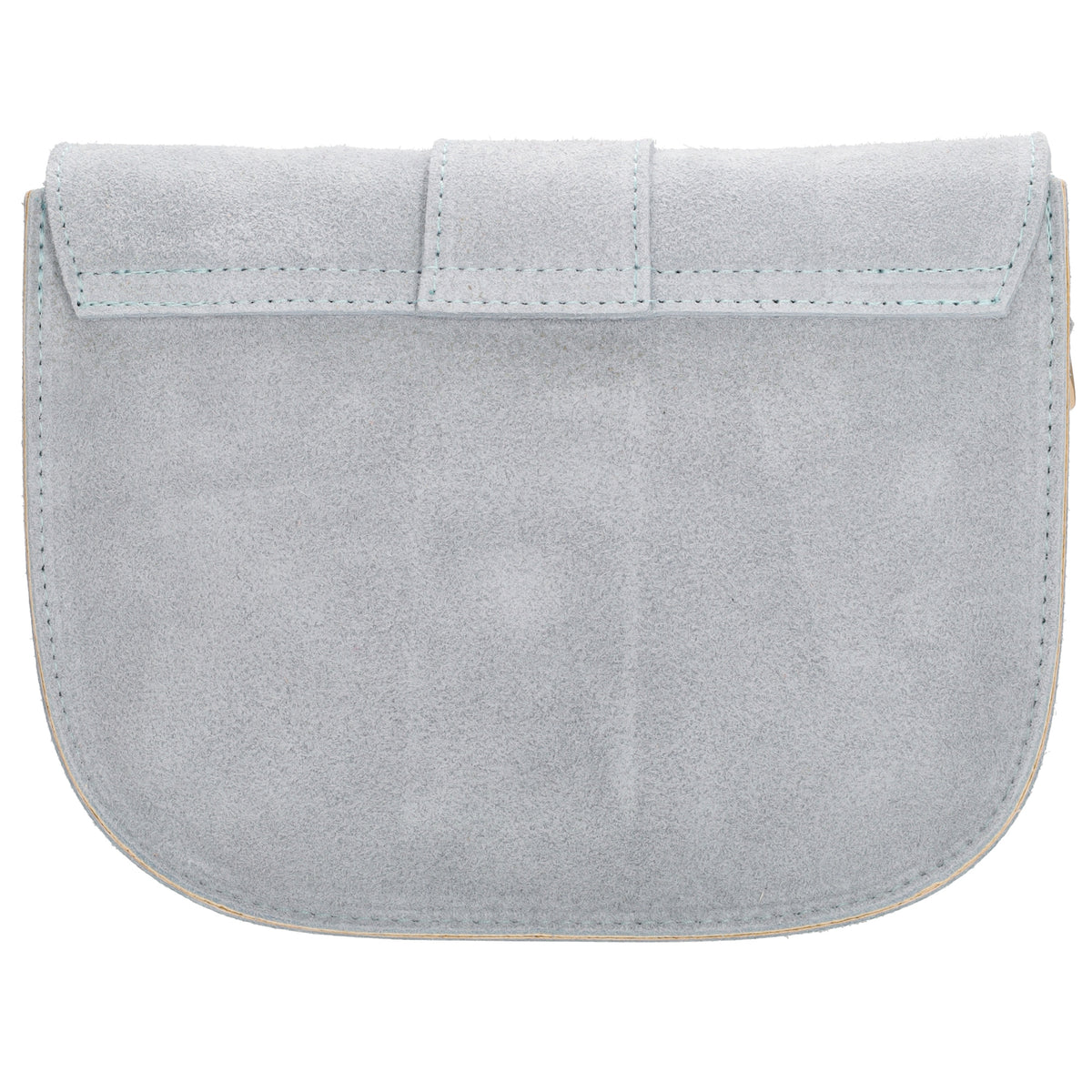 Sattel-| Schultertasche 21 x 16cm in Hellblau aus Leder mit Überschlag - leder-accessoires.com