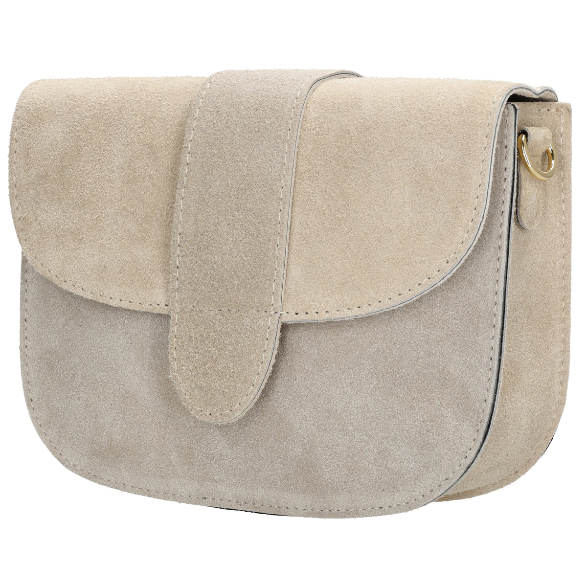 Sattel-| Schultertasche 21 x 16cm in Sand|Beige aus Leder mit Überschlag - leder-accessoires.com