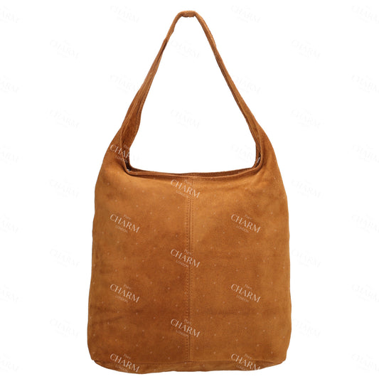 Umhängetasche 36,5x30cm in Cognac mit Reißverschluss - leder-accessoires.com