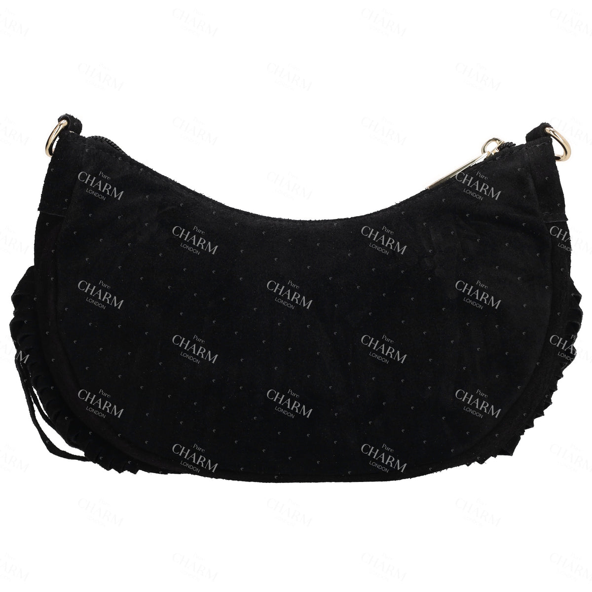 Crossbody-Tasche 22,5x12cm in Schwarz mit Franzen - leder-accessoires.com