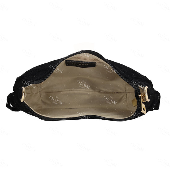 Crossbody-Tasche 22,5x12cm in Schwarz mit Franzen - leder-accessoires.com