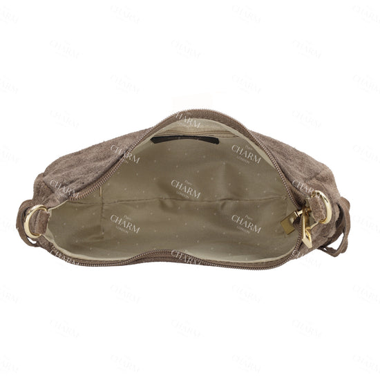 Crossbody-Tasche 22,5x12cm in Taupe mit Franzen - leder-accessoires.com