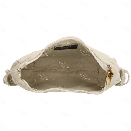 Crossbody-Tasche 22,5x12cm in Sand mit Franzen - leder-accessoires.com