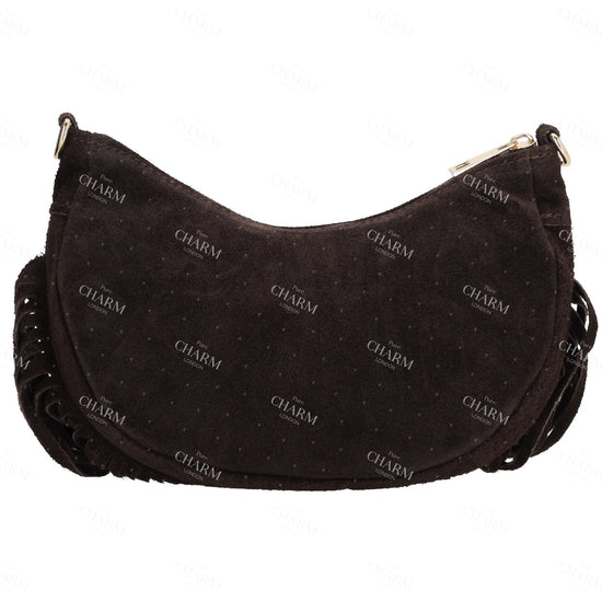 Crossbody-Tasche 22,5x12cm in Braun mit Franzen - leder-accessoires.com