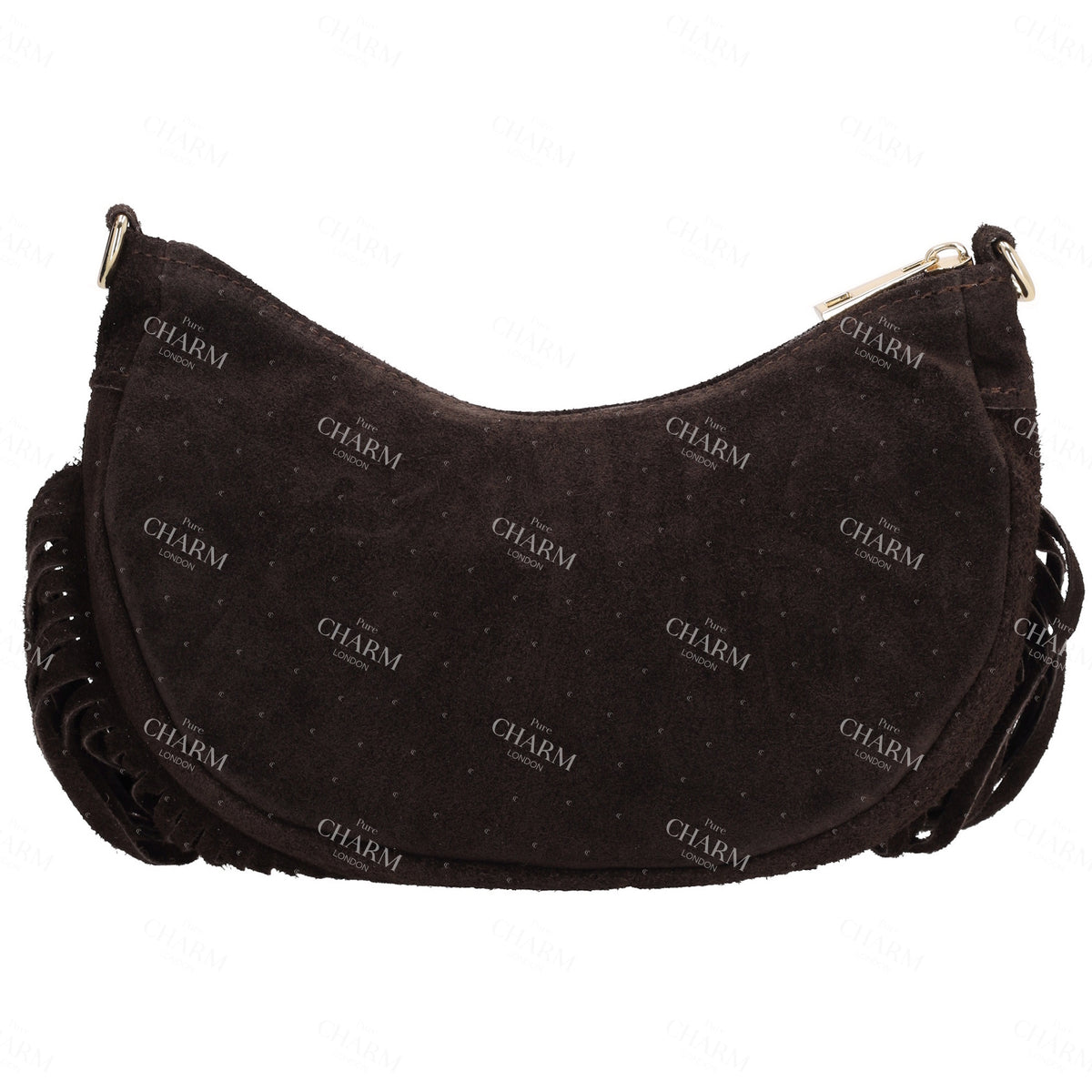 Crossbody-Tasche 22,5x12cm in Braun mit Franzen - leder-accessoires.com