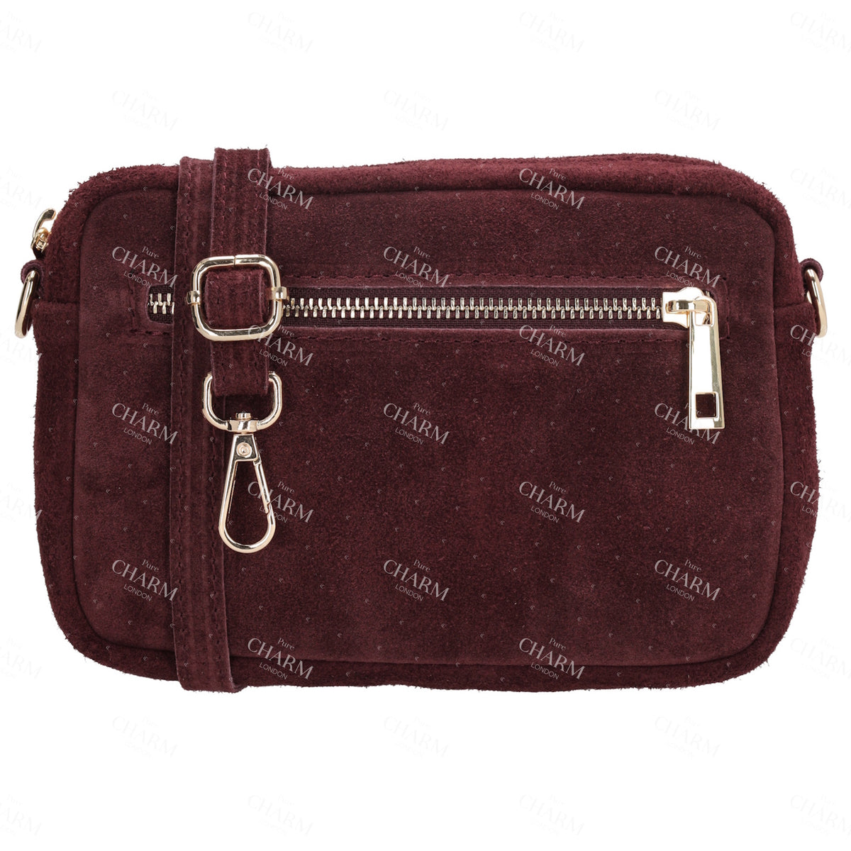 Umhängetasche 19,5x13cm in Weinrot mit Reißverschluss - leder-accessoires.com