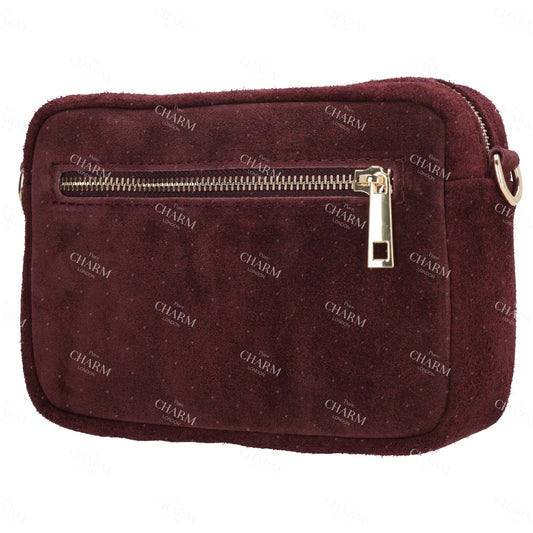 Umhängetasche 19,5x13cm in Weinrot mit Reißverschluss - leder-accessoires.com