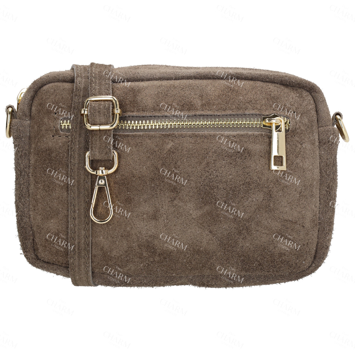 Umhängetasche 19,5x13cm in Taupe mit Reißverschluss - leder-accessoires.com