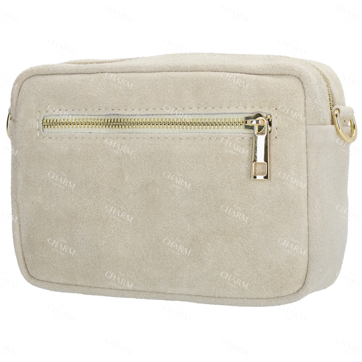 Umhängetasche 19,5x13cm in Sand mit Reißverschluss - leder-accessoires.com