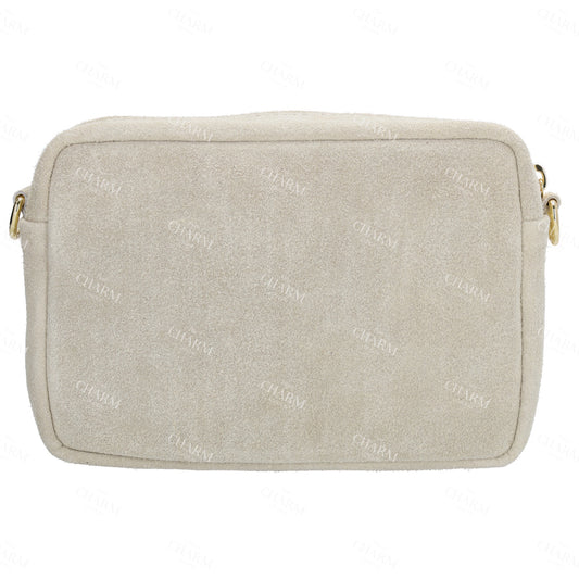Umhängetasche 19,5x13cm in Sand mit Reißverschluss - leder-accessoires.com