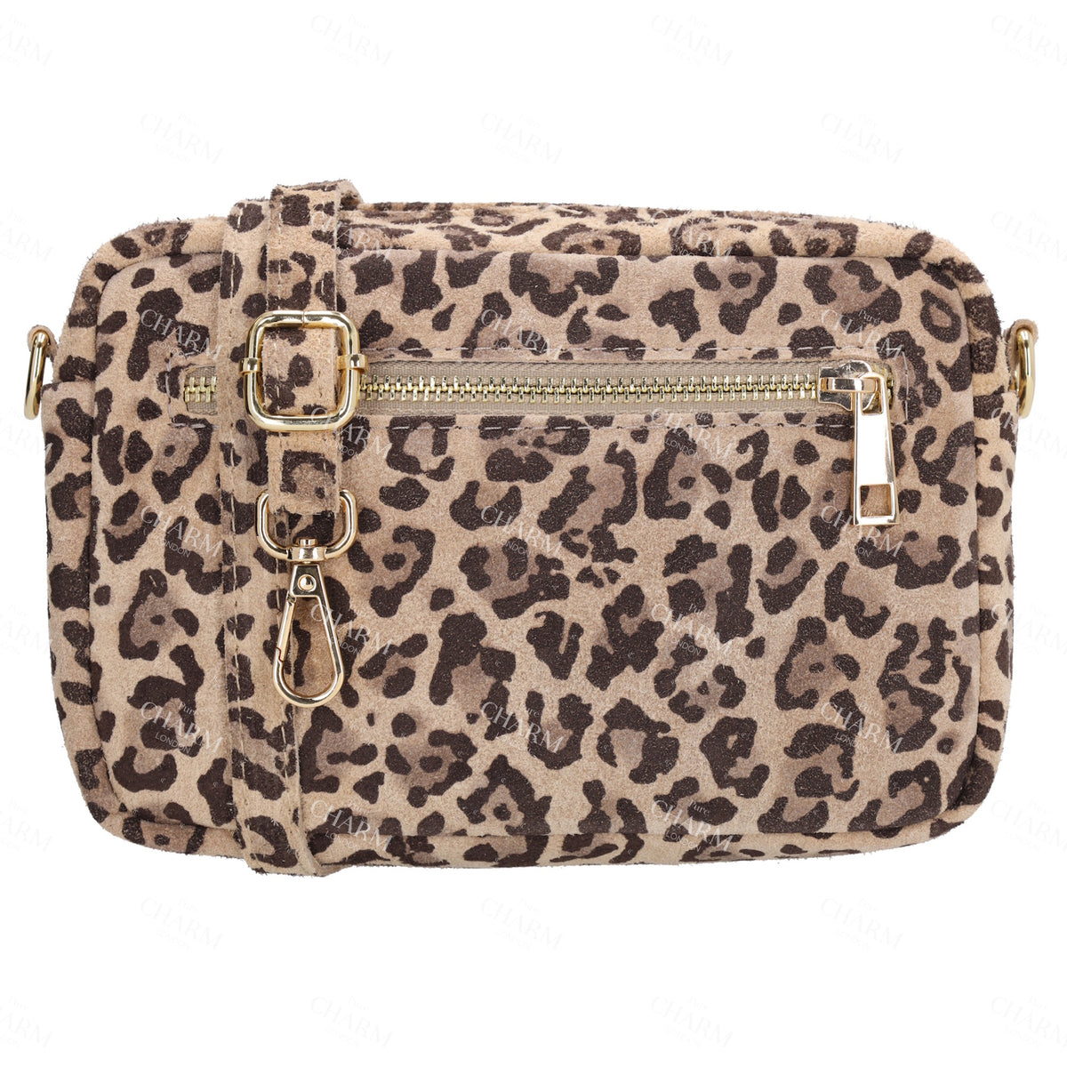 Umhängetasche 19,5x13cm in Leo-Optik mit Reißverschluss - leder-accessoires.com