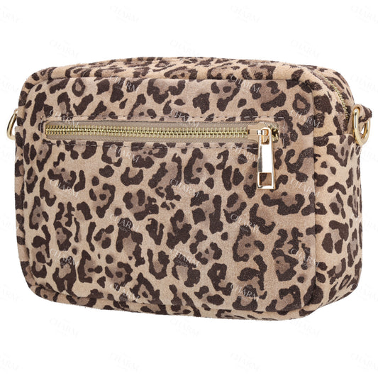 Umhängetasche 19,5x13cm in Leo-Optik mit Reißverschluss - leder-accessoires.com