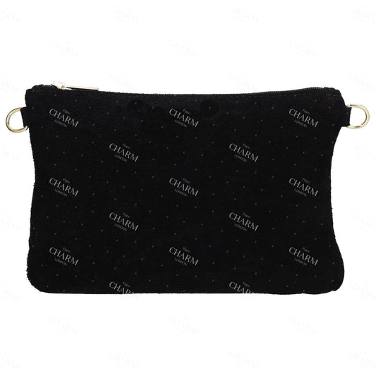Schultertasche 13x1cm in Schwarz mit Franzen - leder-accessoires.com