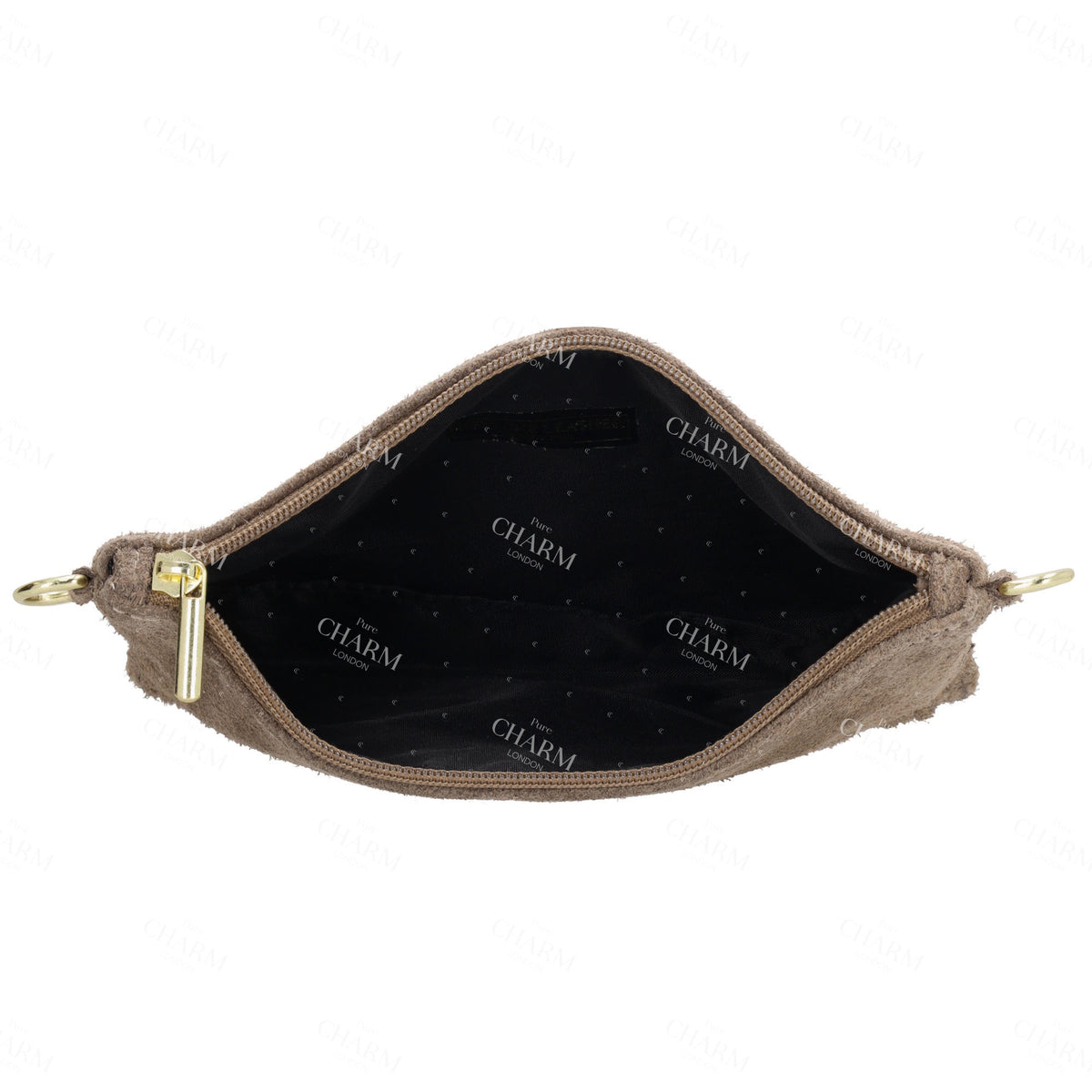 Schultertasche 13x1cm in Taupe mit Franzen - leder-accessoires.com