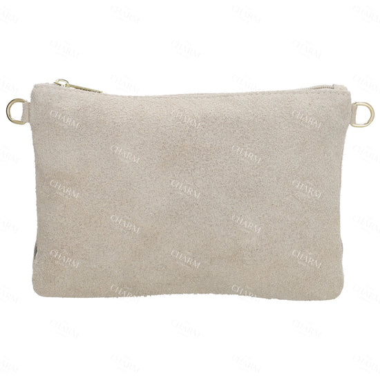 Schultertasche 13x1cm in Sand|Beige mit Franzen - leder-accessoires.com
