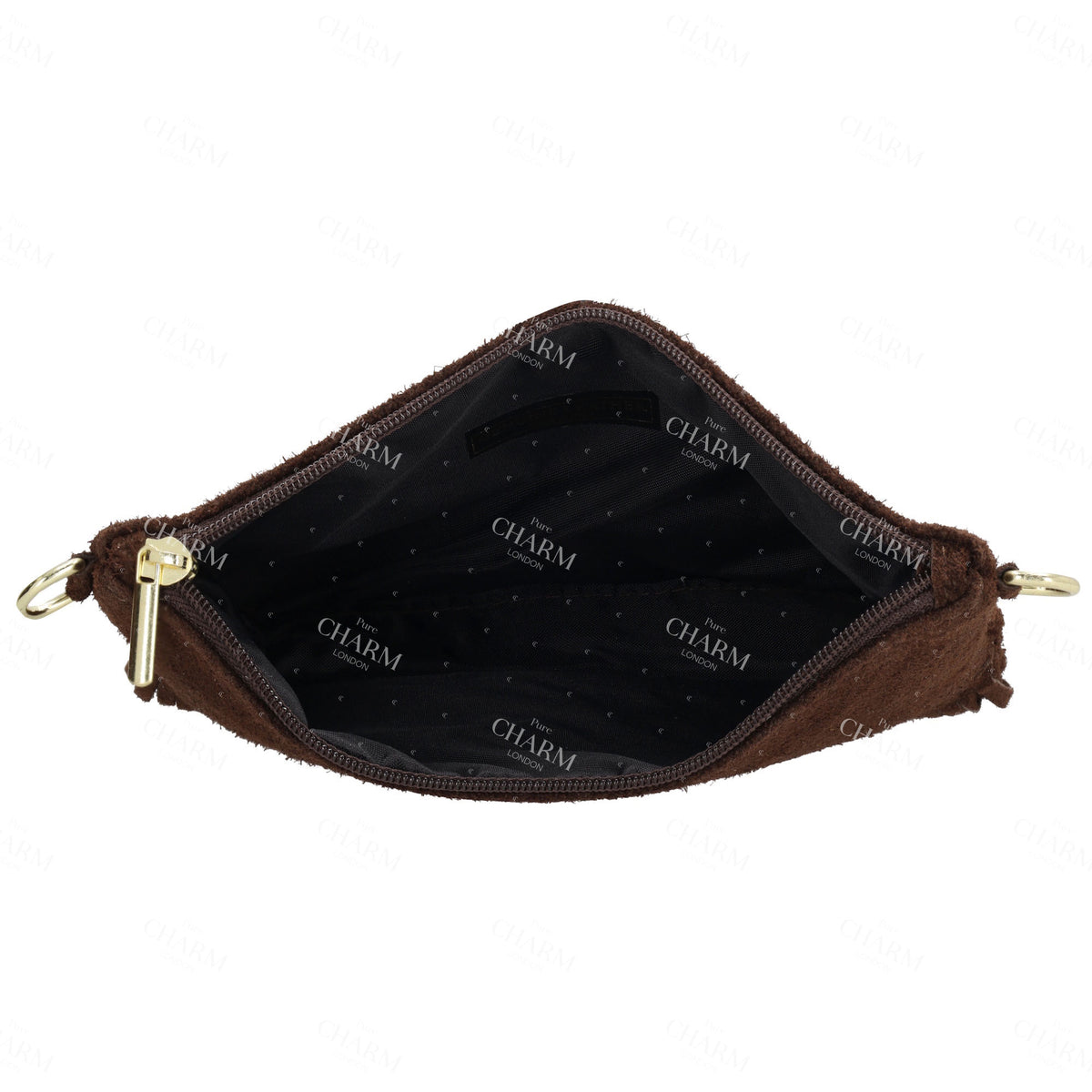 Schultertasche 13x1cm in Dunkelbraun mit Franzen - leder-accessoires.com