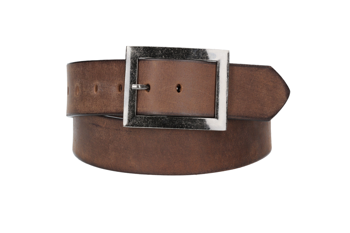 Ledergürtel 45mm in Braun mit Schließe in Schwarz-Antik - leder-accessoires.com