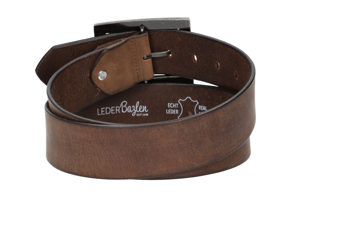 Ledergürtel 45mm in Braun mit Schließe in Schwarz-Antik - leder-accessoires.com