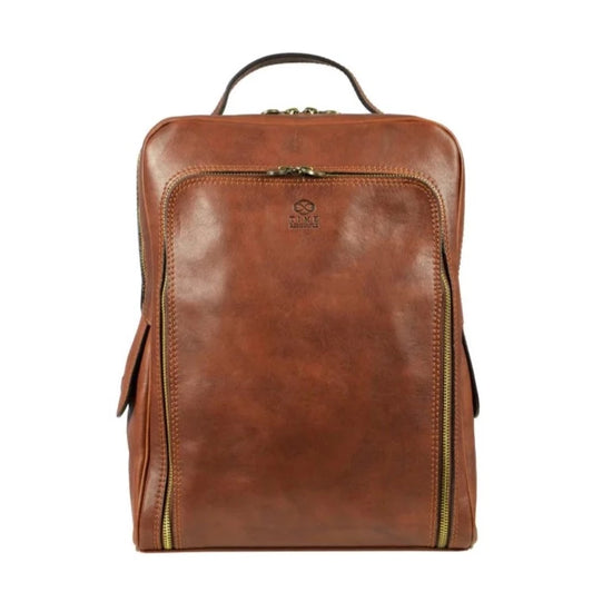 Rucksack 28,5 x 36cm in Cognac aus Leder - leder-accessoires.com