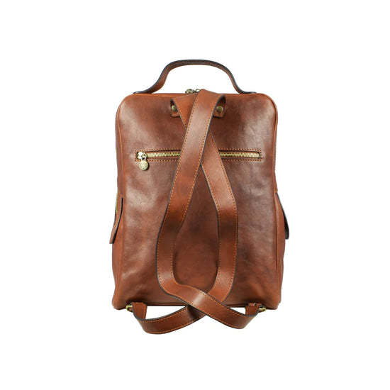 Rucksack 28,5 x 36cm in Cognac aus Leder - leder-accessoires.com