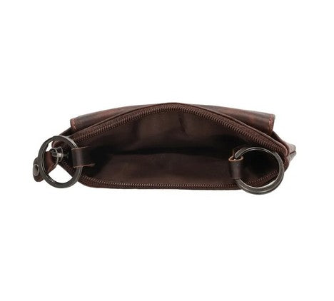 Schlüsseletui 11,2x8cm in Braun aus Leder mit Vortasche - leder-accessoires.com