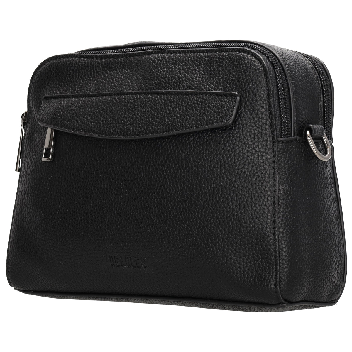 Umhängetasche 23x16cm in Schwarz mit Reißverschluss und Wechselriemen - leder-accessoires.com