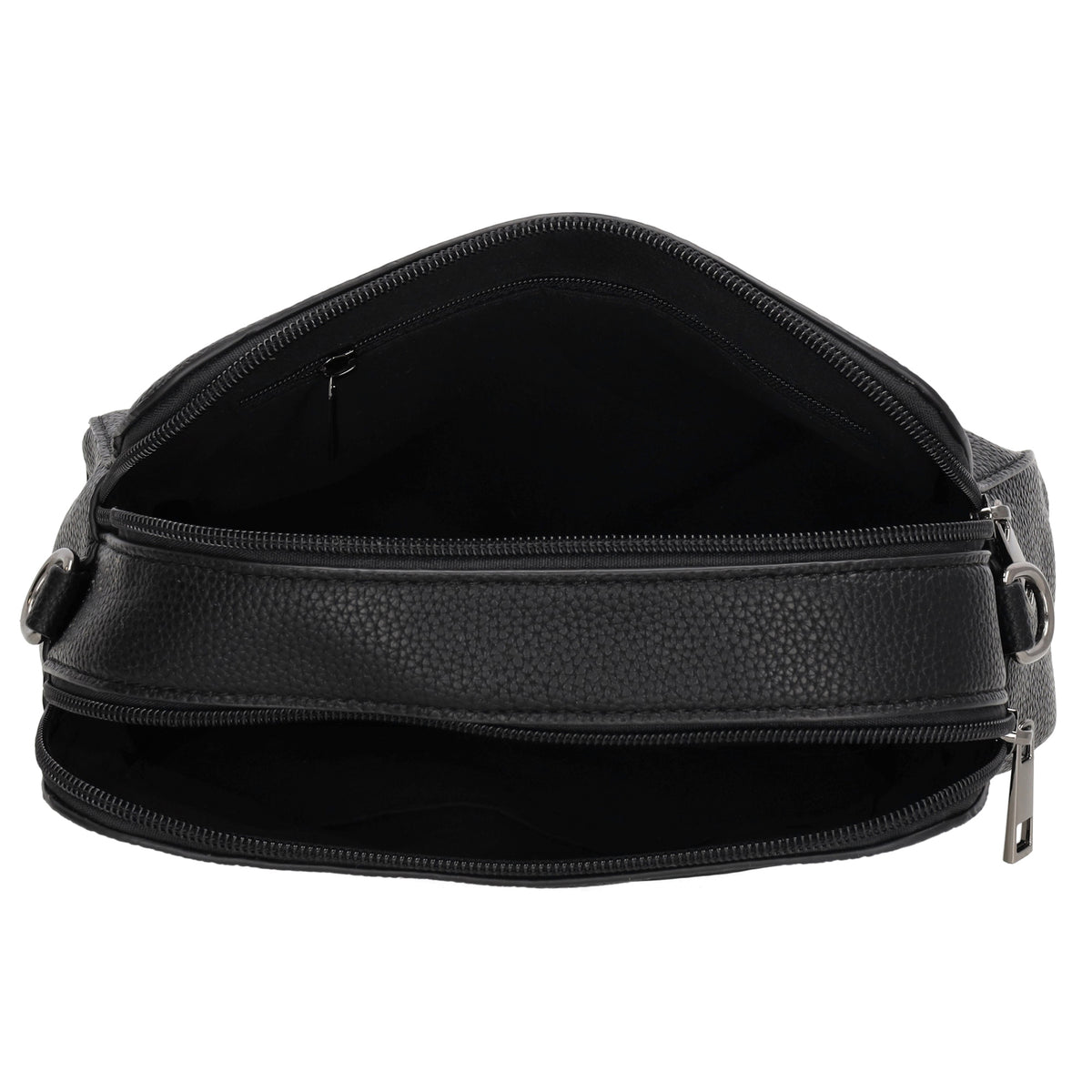 Umhängetasche 23x16cm in Schwarz mit Reißverschluss und Wechselriemen - leder-accessoires.com