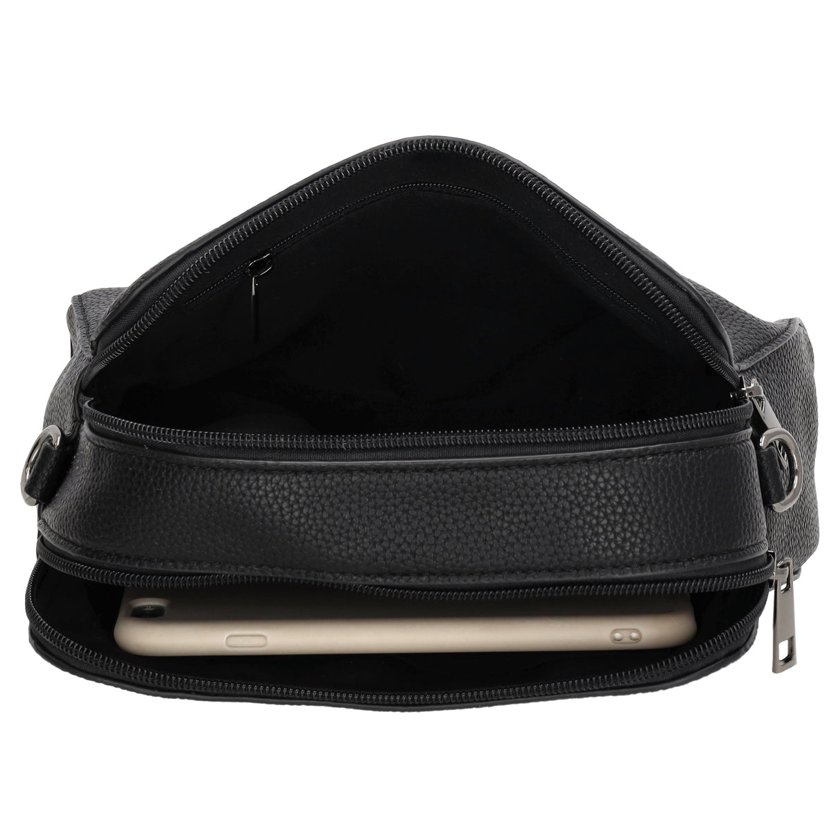Umhängetasche 23x16cm in Schwarz mit Reißverschluss und Wechselriemen - leder-accessoires.com