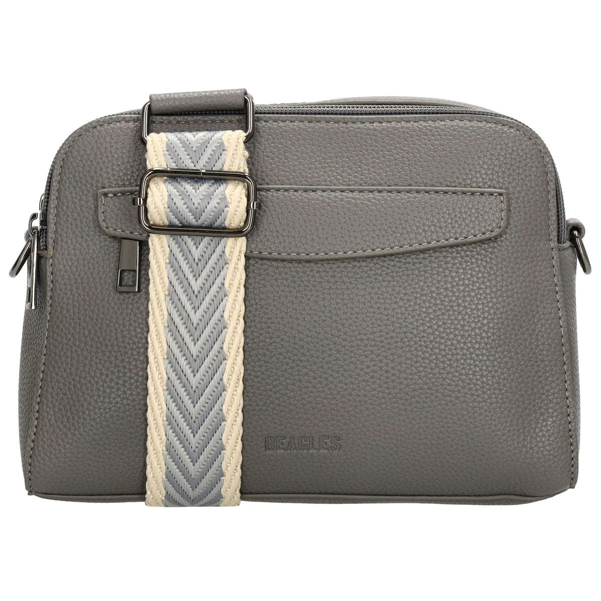 Umhängetasche 23x16cm in Grau mit Reißverschluss und Wechselriemen - leder-accessoires.com