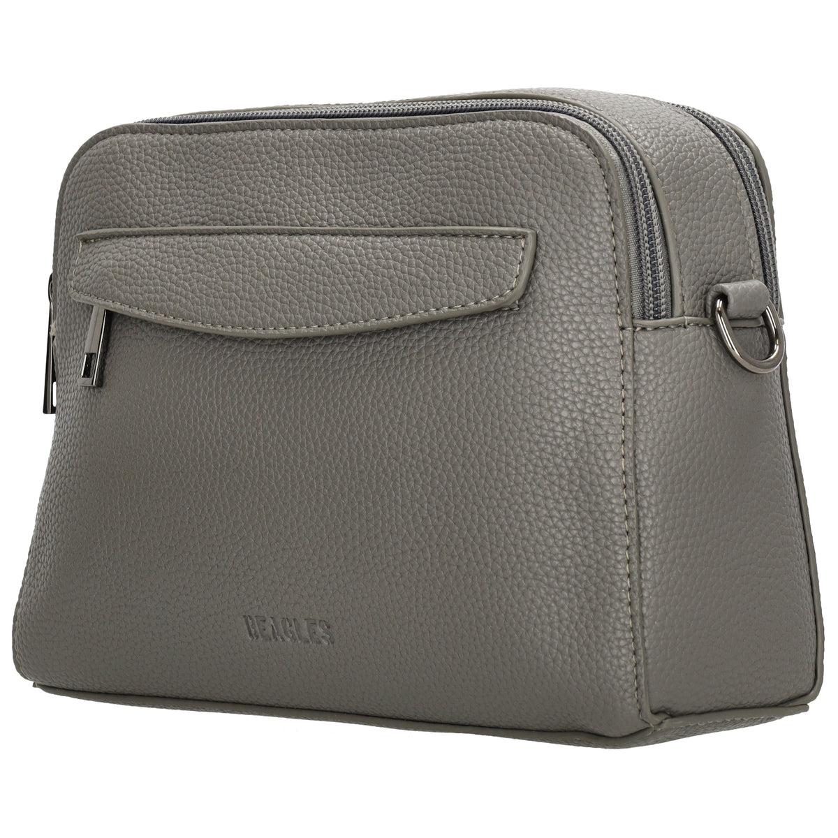 Umhängetasche 23x16cm in Grau mit Reißverschluss und Wechselriemen - leder-accessoires.com