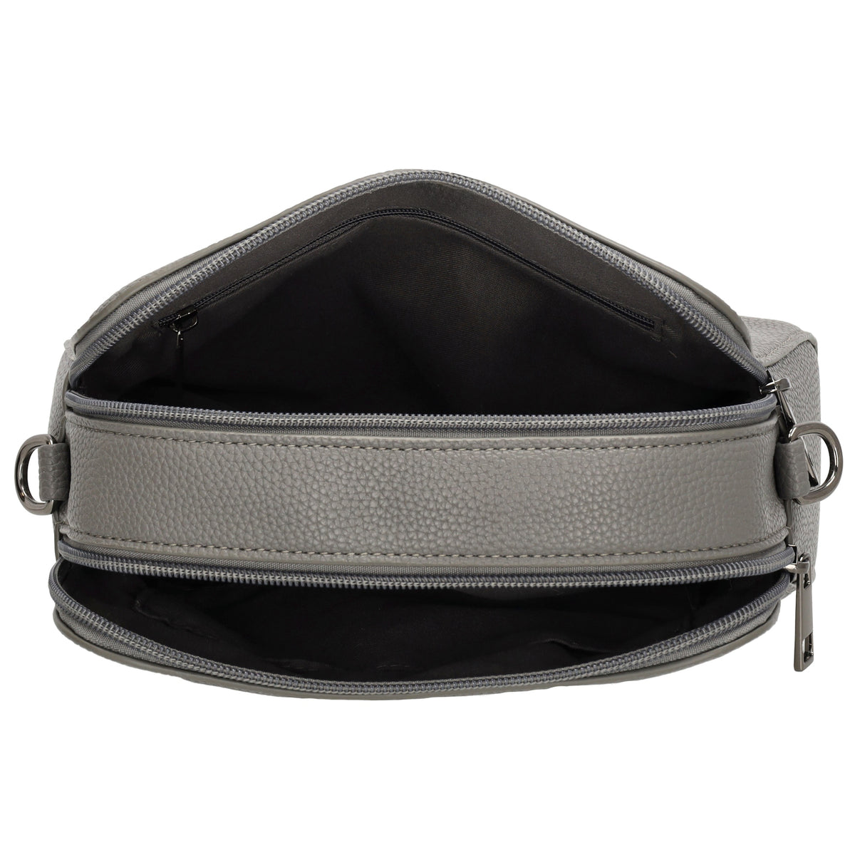 Umhängetasche 23x16cm in Grau mit Reißverschluss und Wechselriemen - leder-accessoires.com