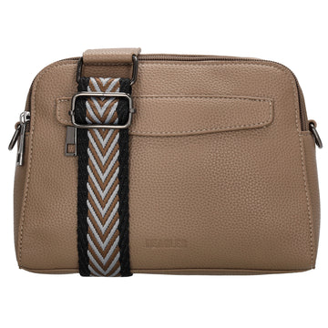 Umhängetasche 23x16cm in Taupe mit Reißverschluss und Wechselriemen - leder-accessoires.com