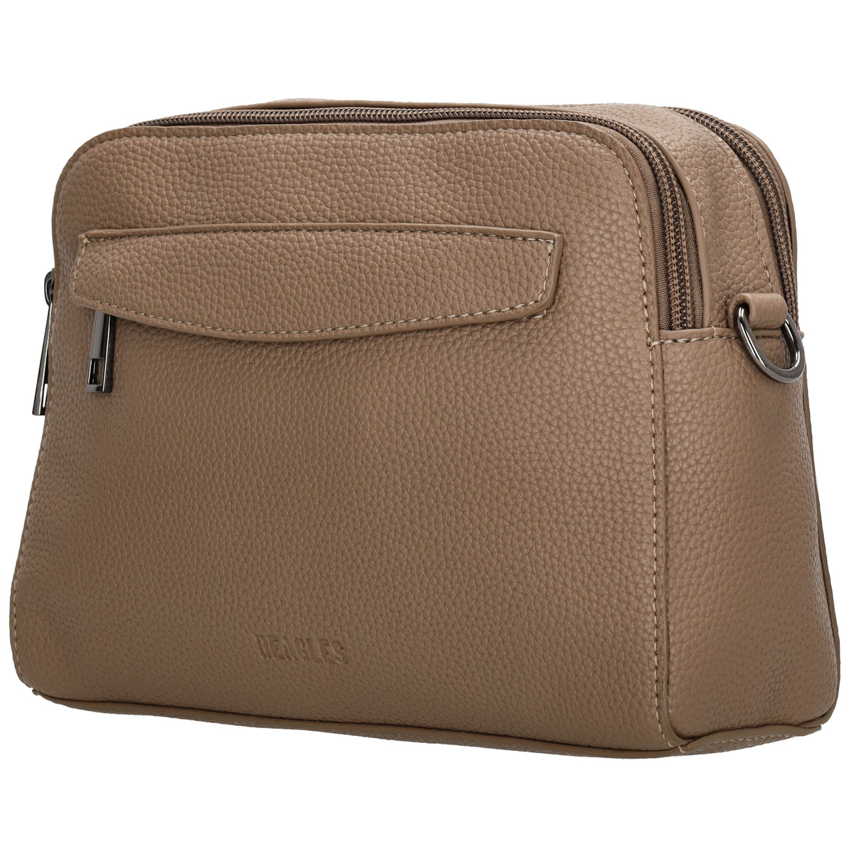 Umhängetasche 23x16cm in Taupe mit Reißverschluss und Wechselriemen - leder-accessoires.com