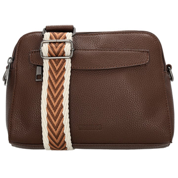 Umhängetasche 23x16cm in Dunkelbraun mit Reißverschluss und Wechselriemen - leder-accessoires.com