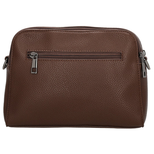Umhängetasche 23x16cm in Dunkelbraun mit Reißverschluss und Wechselriemen - leder-accessoires.com