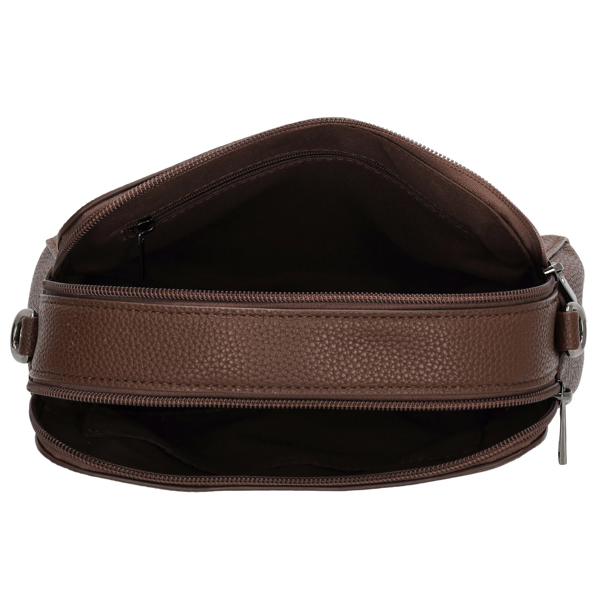 Umhängetasche 23x16cm in Dunkelbraun mit Reißverschluss und Wechselriemen - leder-accessoires.com