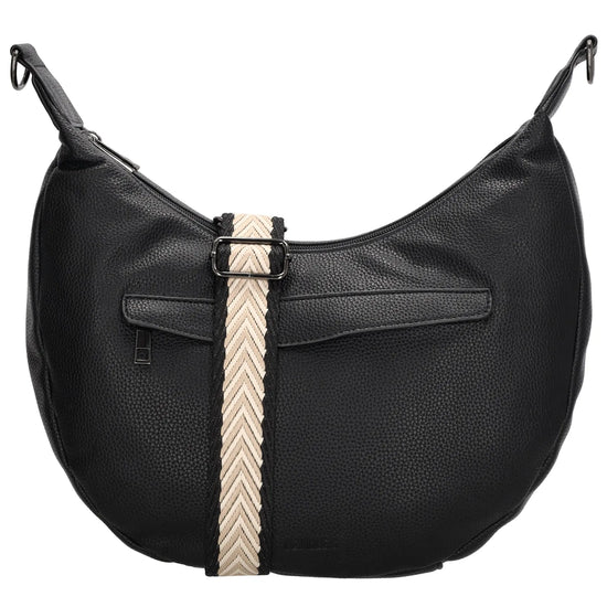 Schultertasche 35x22cm in Schwarz mit Reißverschluss und Wechselriemen - leder-accessoires.com