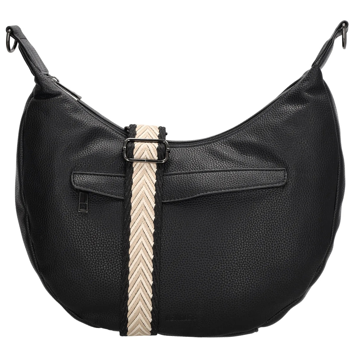 Schultertasche 35x22cm in Schwarz mit Reißverschluss und Wechselriemen - leder-accessoires.com