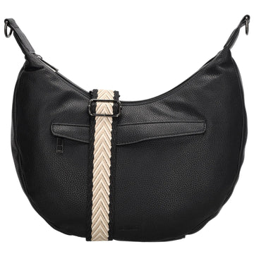 Schultertasche 35x22cm in Schwarz mit Reißverschluss und Wechselriemen - leder-accessoires.com