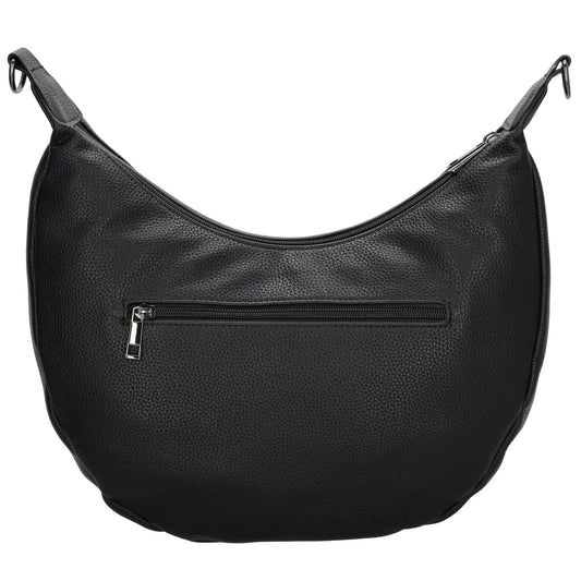 Schultertasche 35x22cm in Schwarz mit Reißverschluss und Wechselriemen - leder-accessoires.com