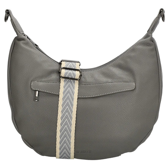 Schultertasche 35x22cm in Grau mit Reißverschluss und Wechselriemen - leder-accessoires.com