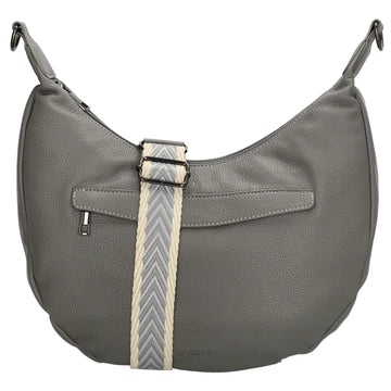 Schultertasche 35x22cm in Grau mit Reißverschluss und Wechselriemen - leder-accessoires.com