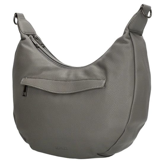 Schultertasche 35x22cm in Grau mit Reißverschluss und Wechselriemen - leder-accessoires.com