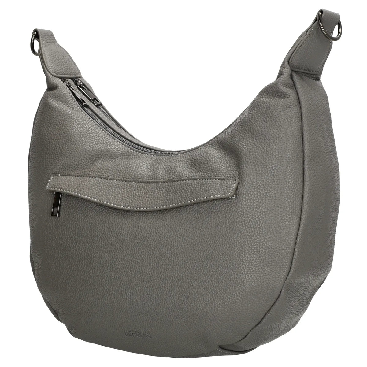 Schultertasche 35x22cm in Grau mit Reißverschluss und Wechselriemen - leder-accessoires.com
