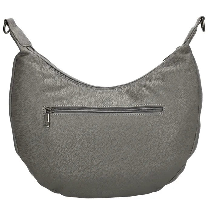 Schultertasche 35x22cm in Grau mit Reißverschluss und Wechselriemen - leder-accessoires.com