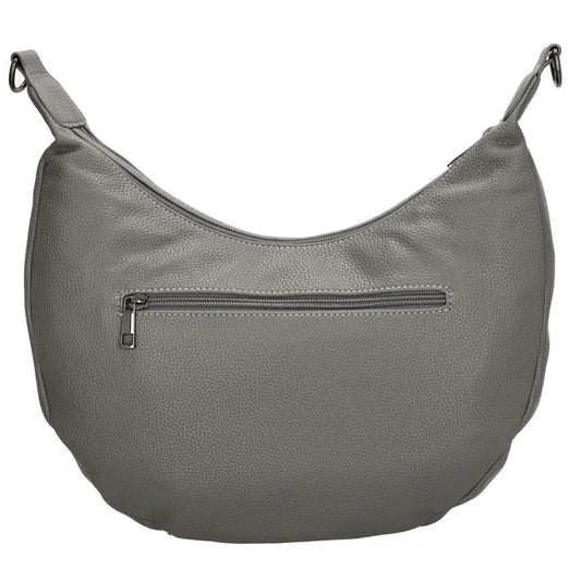 Schultertasche 35x22cm in Grau mit Reißverschluss und Wechselriemen - leder-accessoires.com